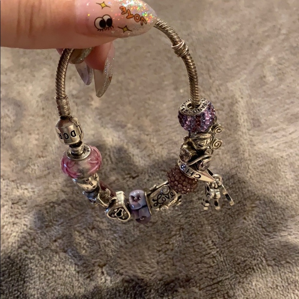 Pandora Purple and Pink Charm Bracelet